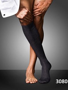 Шелковистые зимние гольфы с приятным блеском Falke 15449 №7 Merino-Wool (муж.) Серый (3080)